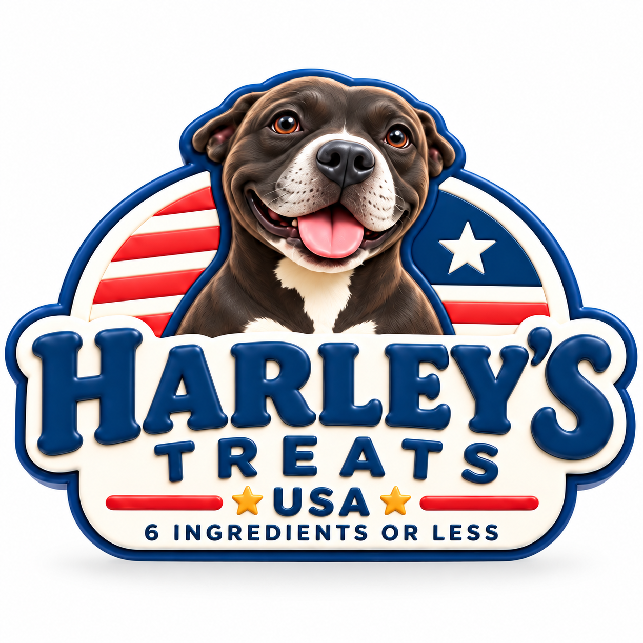 Harley’s Treats USA logo featuring Harley the dog